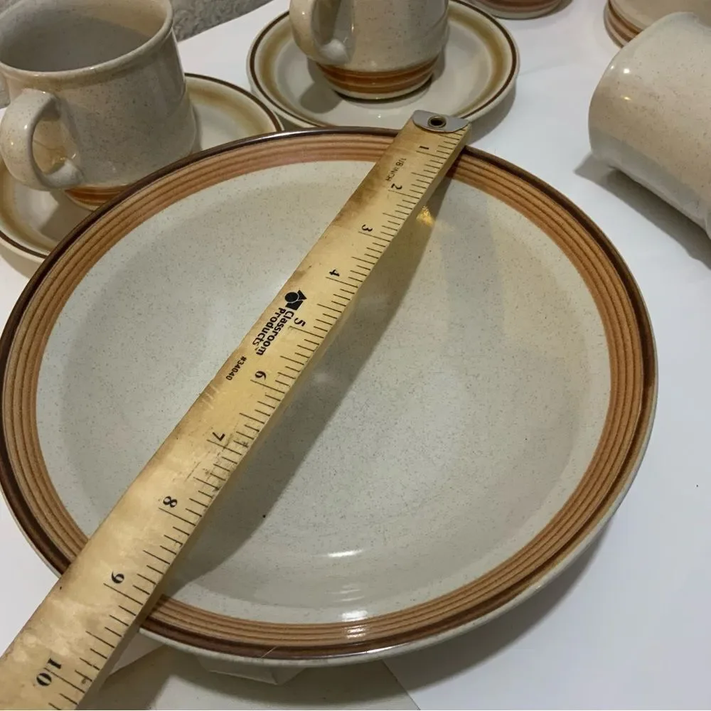 Vintage Japan Stoneware Set salad bowl creamer sugar bowl cups suacers G10